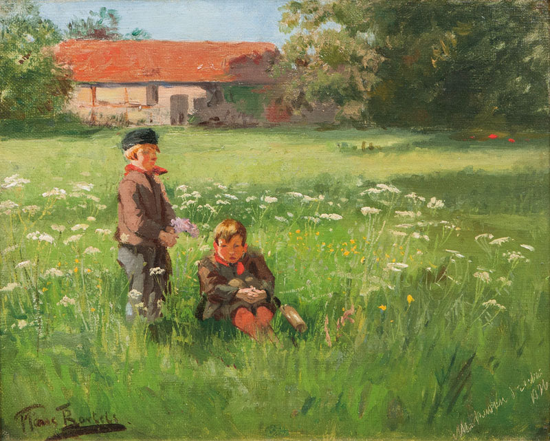 Children on the Meadow by Hans von Bartels,A3(16x12")Poster