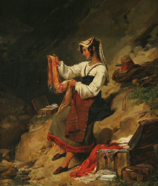 The Brigand's Wife, vintage artwork by Leon Cogniet, A3 (16x12") Poster Print