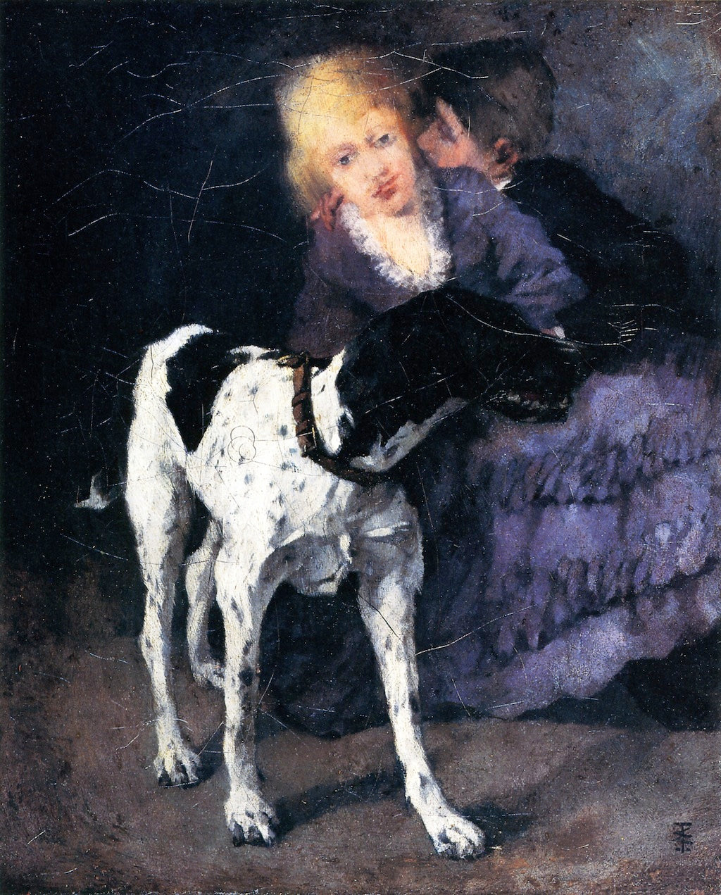 Liebespaar mit Hund by Wilhelm Trubner,A3(16x12")Poster