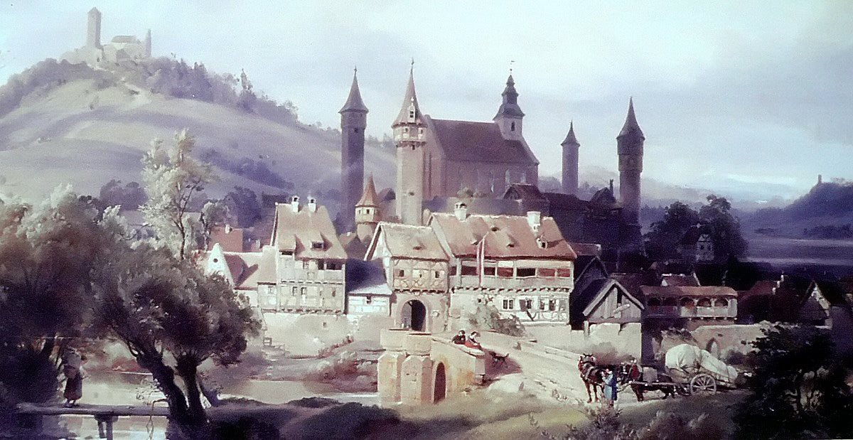 Kirchenburg, vintage artwork by Carl Maria Nicolaus Hummel, A3 (16x12") Poster Print