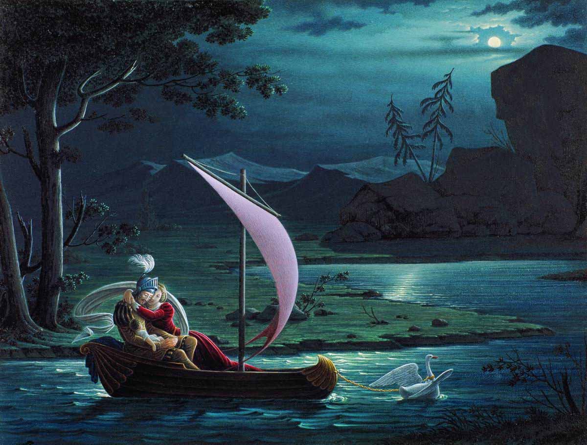 The Swan Knight, vintage artwork by Fedor Tolstoy, 12x8" (A4) Poster