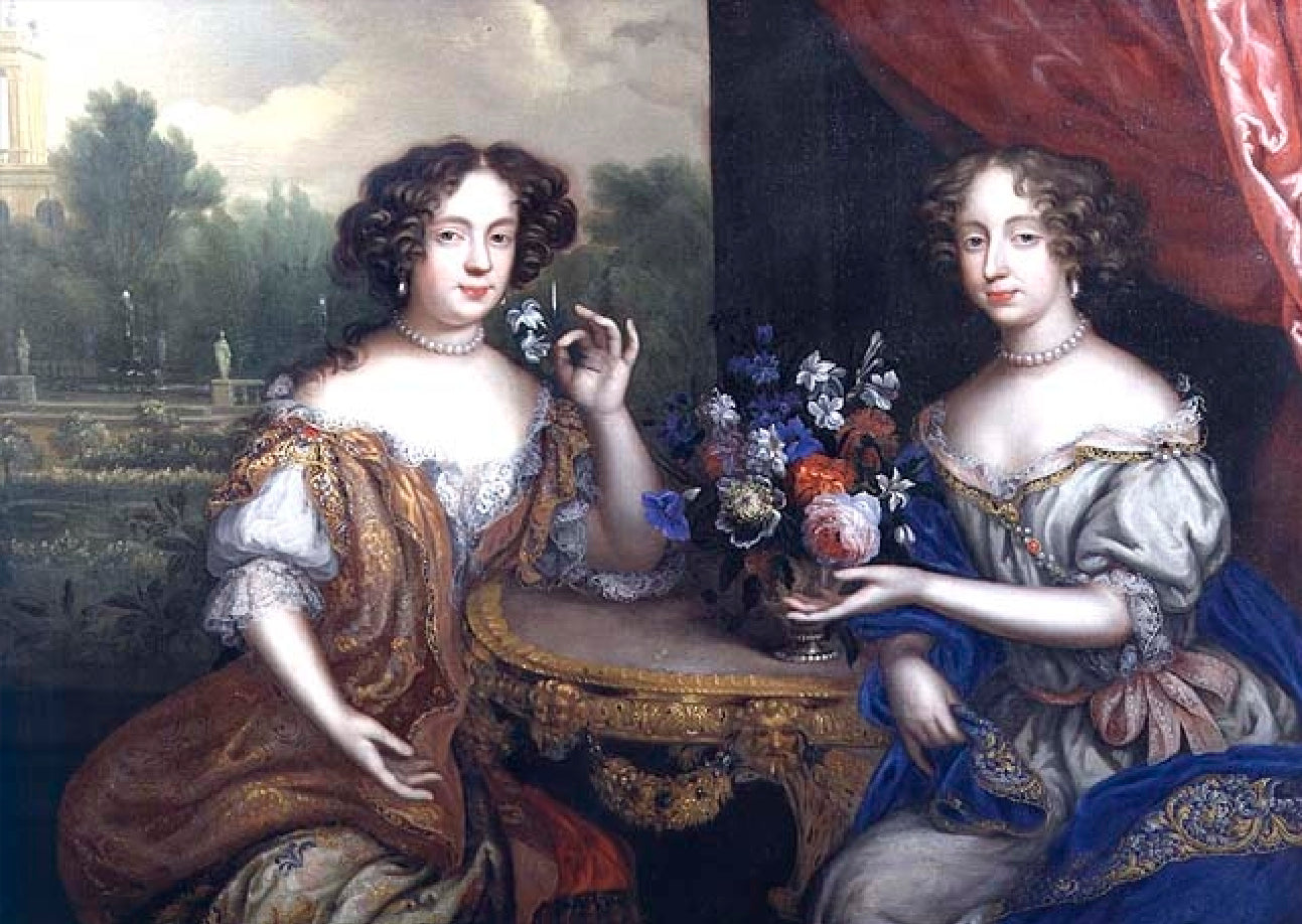 Lady Anne Barrington and Lady Mary St John, vintage artwork by Henri Gascar, 12x8" (A4) Poster