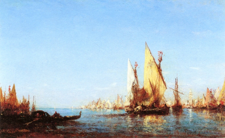 Venise, voiliers à Chiogga, vintage artwork by Felix-Francois-Georges-Philbert Ziem, 12x8" (A4) Poster
