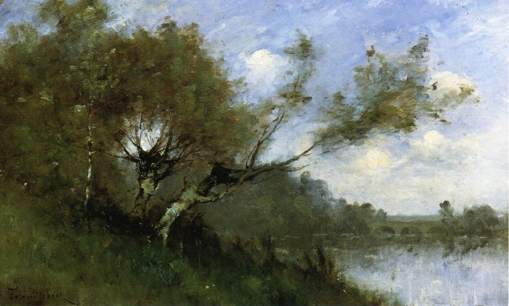 Fishermen by the Banks of the River, vintage artwork by Paul-Desire Trouillebert, 12x8" (A4) Poster