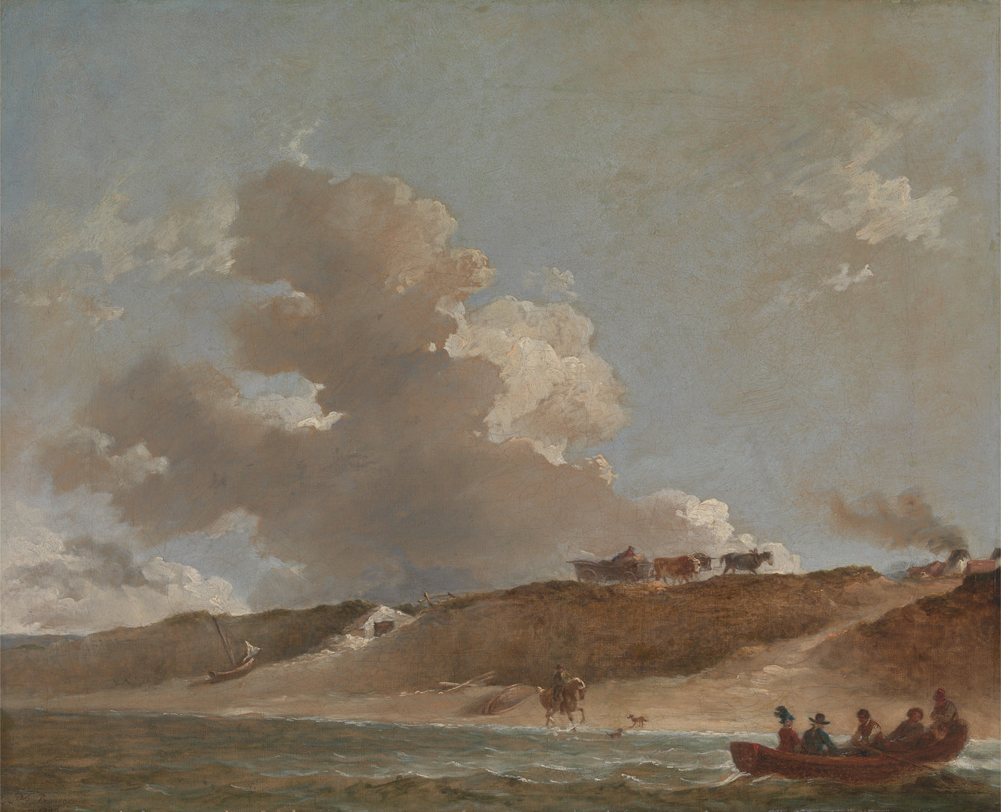 Coastal Landscape with a Ferry Boat, vintage artwork by Peter Bourgeois, 12x8" (A4) Poster