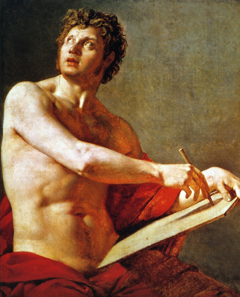 Academic Study of a Male Torse, vintage artwork by Jean-Auguste-Dominique Ingres, 12x8" (A4) Poster