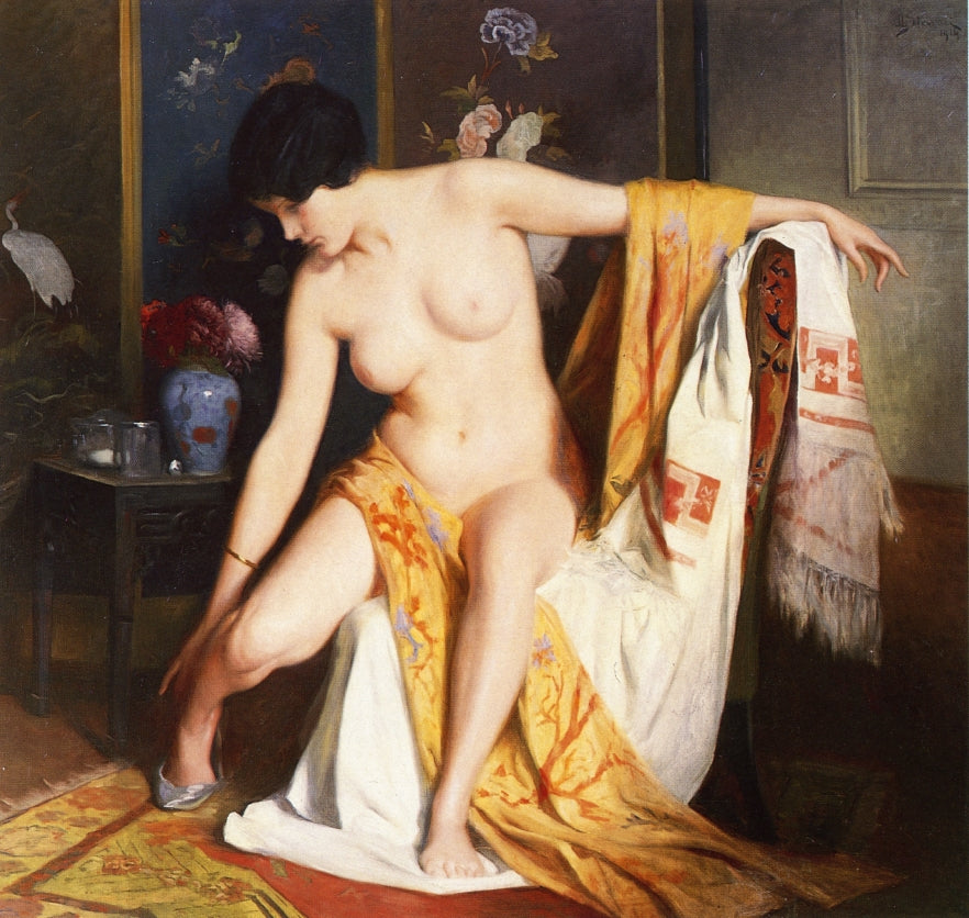 Nude in an Interior, vintage artwork by Julius LeBlanc Stewart, 12x8" (A4) Poster