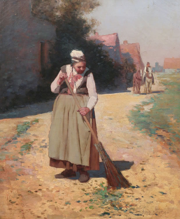 Brittany Street Sweeper, vintage artwork by Elmer Smith, 12x8" (A4) Poster