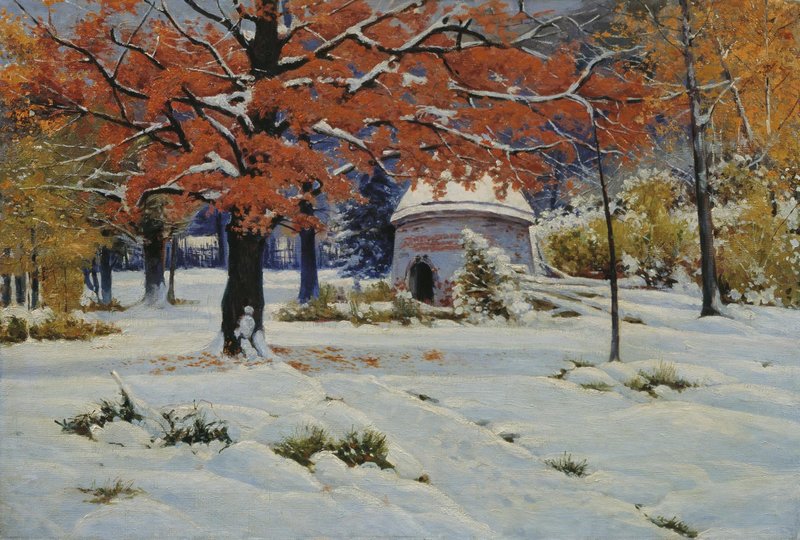 Early Snow, vintage artwork by Konstantin Kryzhitsky, 12x8" (A4) Poster