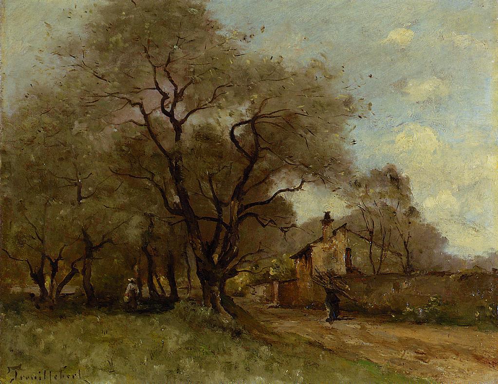 Road on the Edge of a Village, vintage artwork by Paul-Desire Trouillebert, 12x8" (A4) Poster