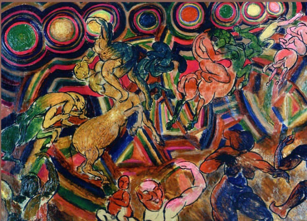 Centaurs, vintage artwork by Vladimir Baranoff-Rossine, 12x8" (A4) Poster