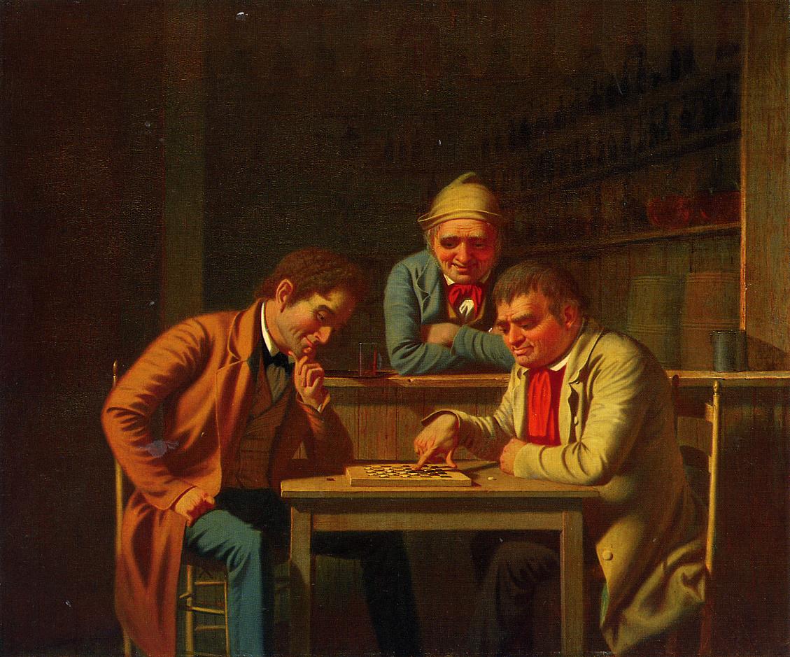 The Checker Players, vintage artwork by George Caleb Bingham, A3 (16x12") Poster Print