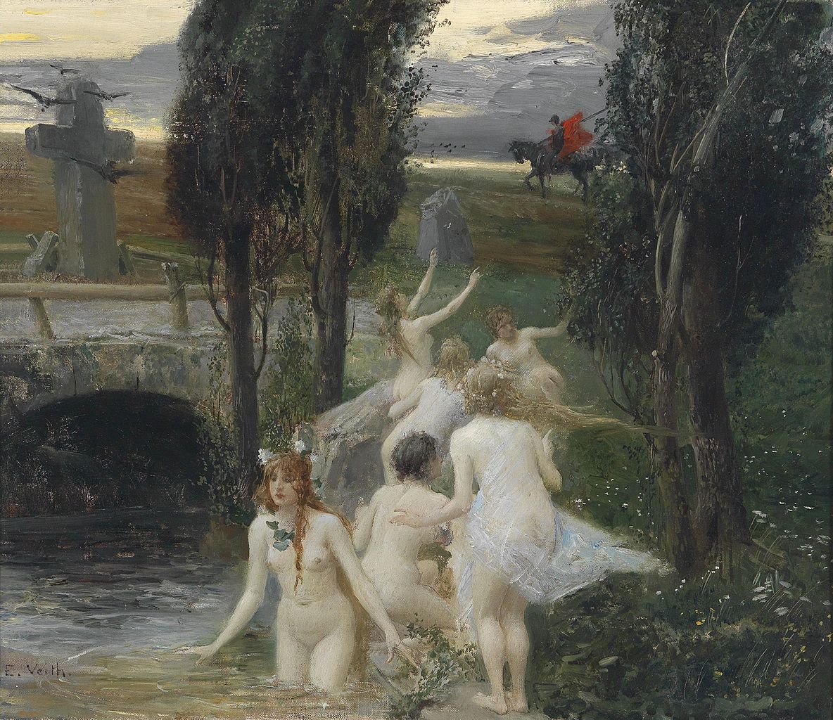 Nereids, vintage artwork by Eduard Veith, 12x8" (A4) Poster