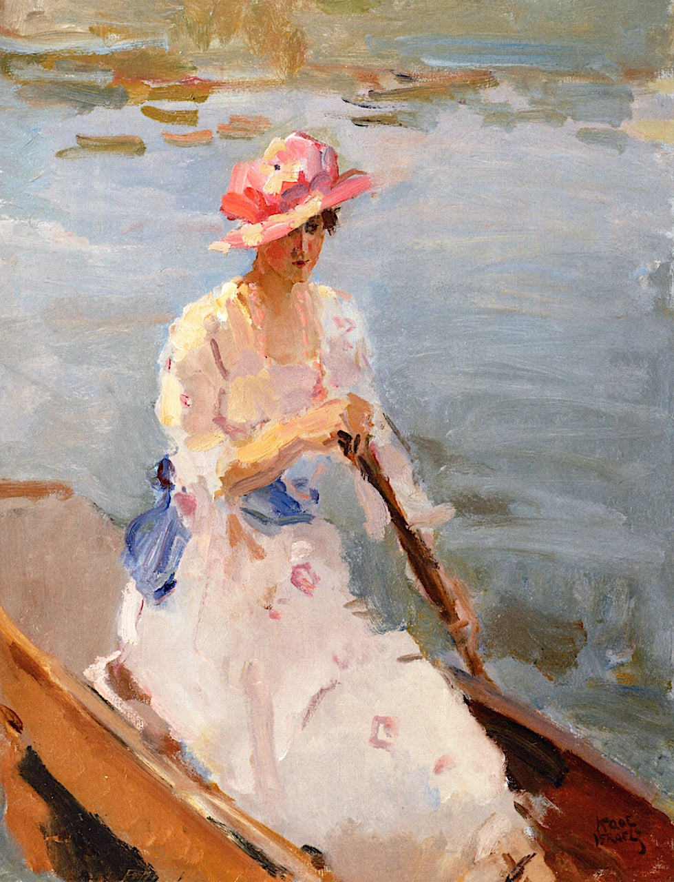 An Elegant Lady on the Thames, London, vintage artwork by Isaac Israels, 12x8" (A4) Poster