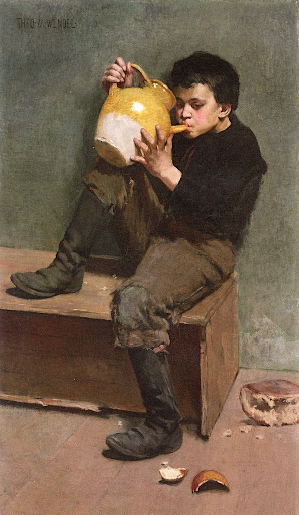 Little Vagabond Drinking form a Jug by Theodore Wendel,A3(16x12")Poster