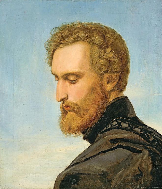 Portrait of the Painter Heinlein as Ritter Schellenberg, vintage artwork by Wilhelm von Kaulbach, A3 (16x12") Poster Print