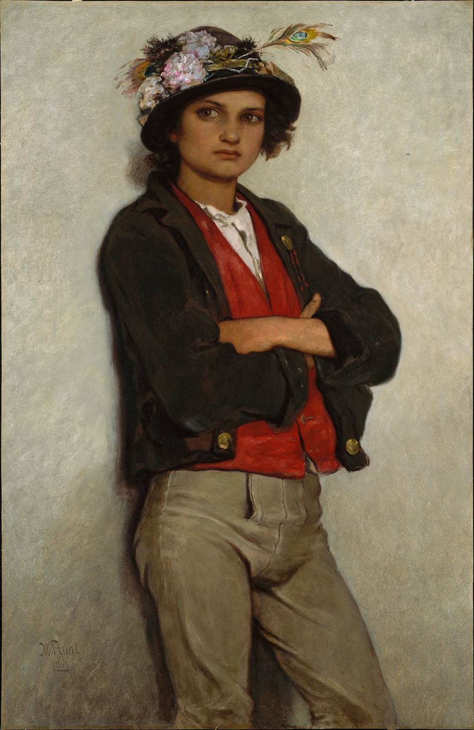 Italian Peasant Boy, vintage artwork by William Morris Hunt, 12x8" (A4) Poster