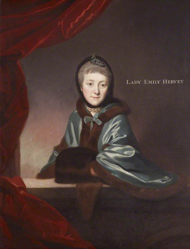 Lady Emily Caroline Nassau Hervey, vintage artwork by Attributed to Johann Zoffany, 12x8" (A4) Poster