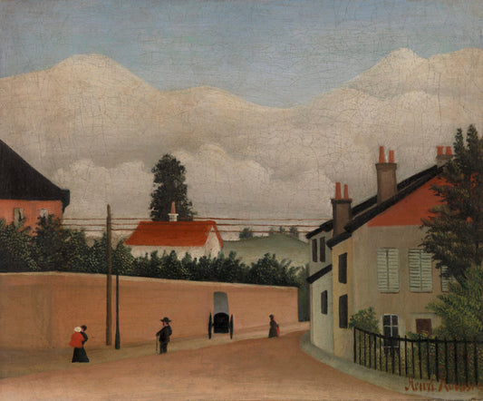 Outskirts of Paris, vintage artwork by Henri Rousseau, 12x8" (A4) Poster