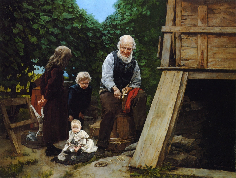 Grandfather's Pleasure, vintage artwork by Louis Charles Moeller, 12x8" (A4) Poster