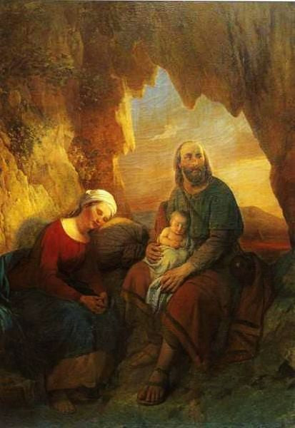 Rest during the flight to Egypt, vintage artwork by Ferdinand de Braekeleer, A3 (16x12") Poster Print