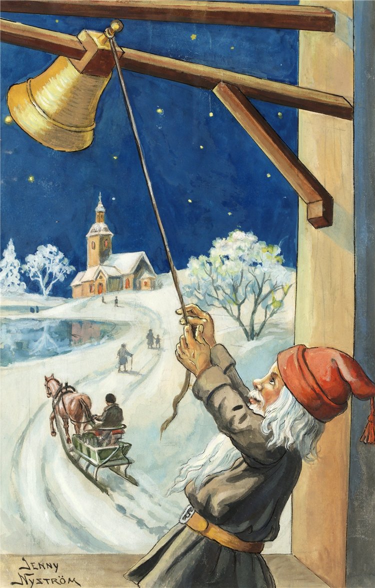 Christmas Service, vintage artwork by Jenny Nyström, 12x8" (A4) Poster
