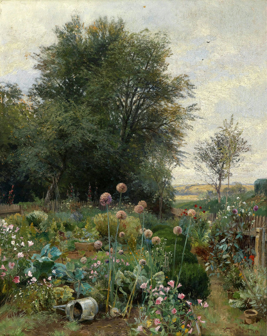 Cottage Garden in Lower Austria, vintage artwork by Hugo Darnaut, 12x8" (A4) Poster