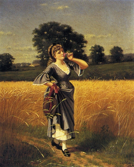Woman in a Wheatfield, vintage artwork by Samuel S. Carr, 12x8" (A4) Poster
