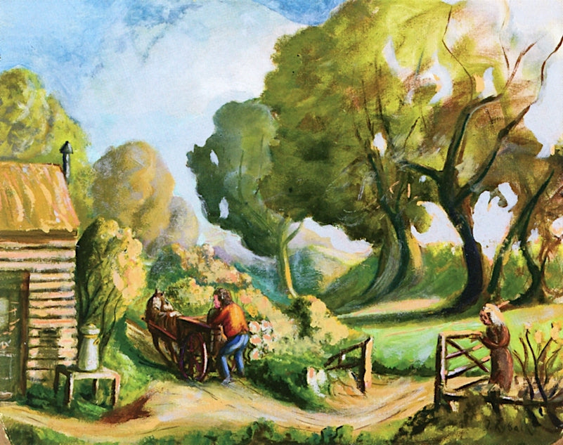 Chores on a Farm, vintage artwork by Issachar Ryback, 12x8" (A4) Poster