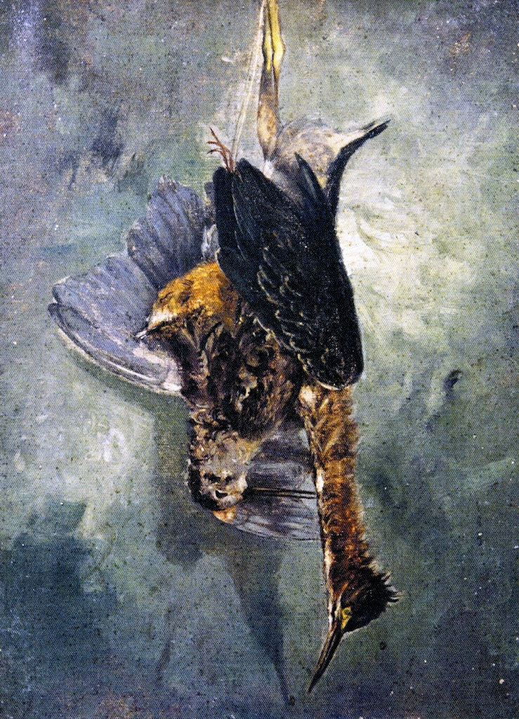 Study from Nature - Woodcock with a Green Heron, vintage artwork by Charles Henry Miller, 12x8" (A4) Poster