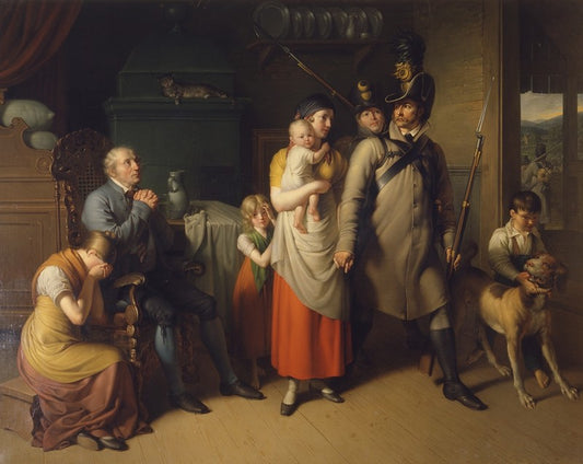 The departure of the Militia man, vintage artwork by Johann Peter Krafft, 12x8" (A4) Poster
