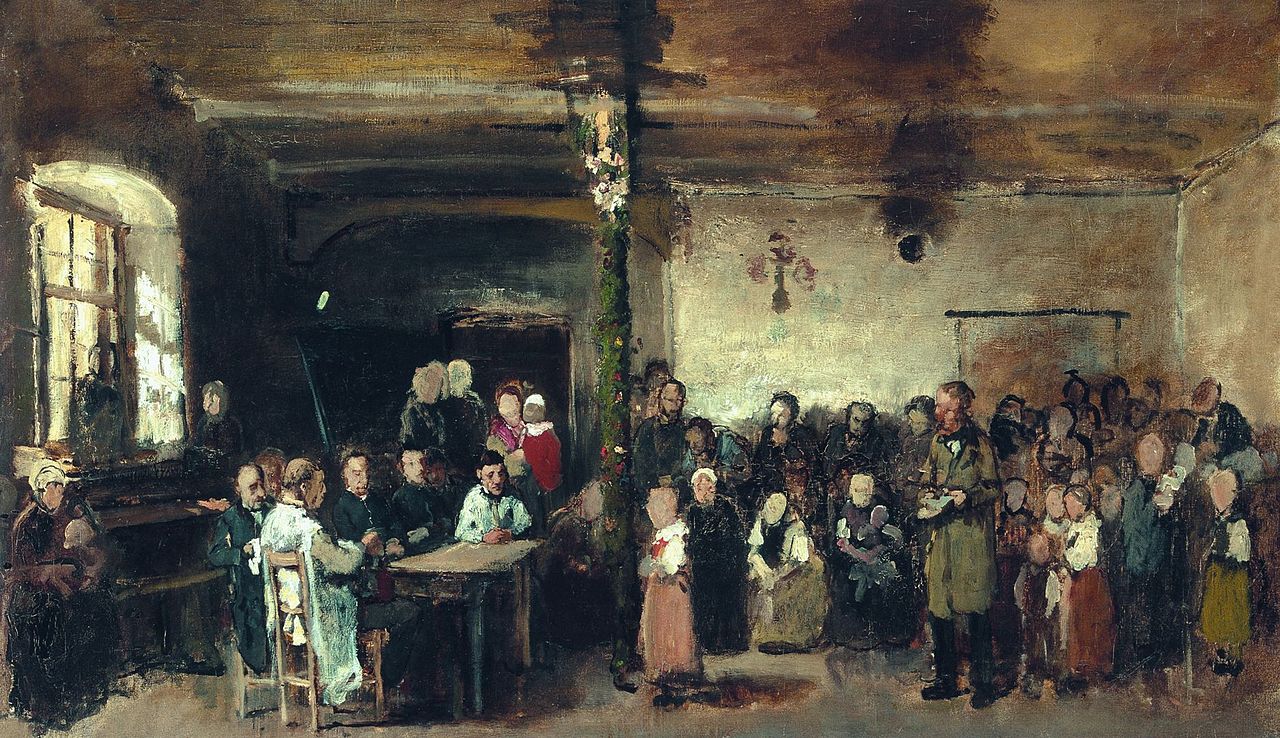 Colpach School (study), vintage artwork by Mihály Munkácsy, 12x8" (A4) Poster