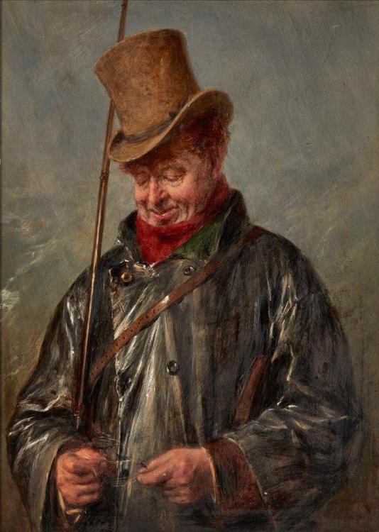 An Irish Angler, vintage artwork by Erskine Nicol, 12x8" (A4) Poster