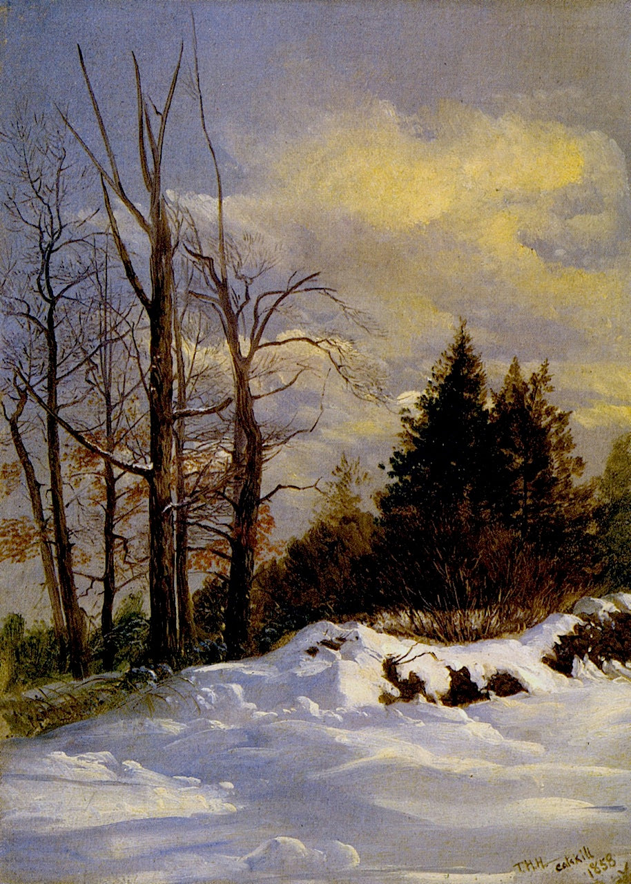 Catskill Winter Landscape, vintage artwork by Thomas Hiram Hotchkiss, 12x8" (A4) Poster