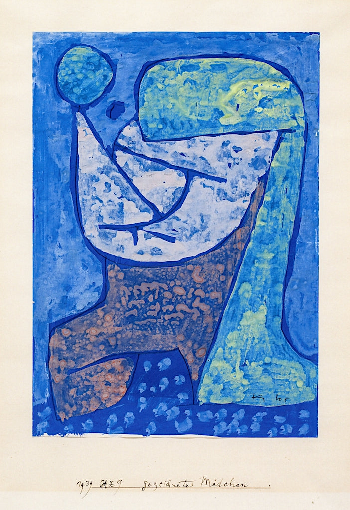 Drawn Girl, vintage artwork by Paul Klee, 12x8" (A4) Poster