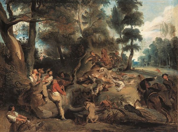The Attack (after Rubens), vintage artwork by Eugène Delacroix, A3 (16x12") Poster Print