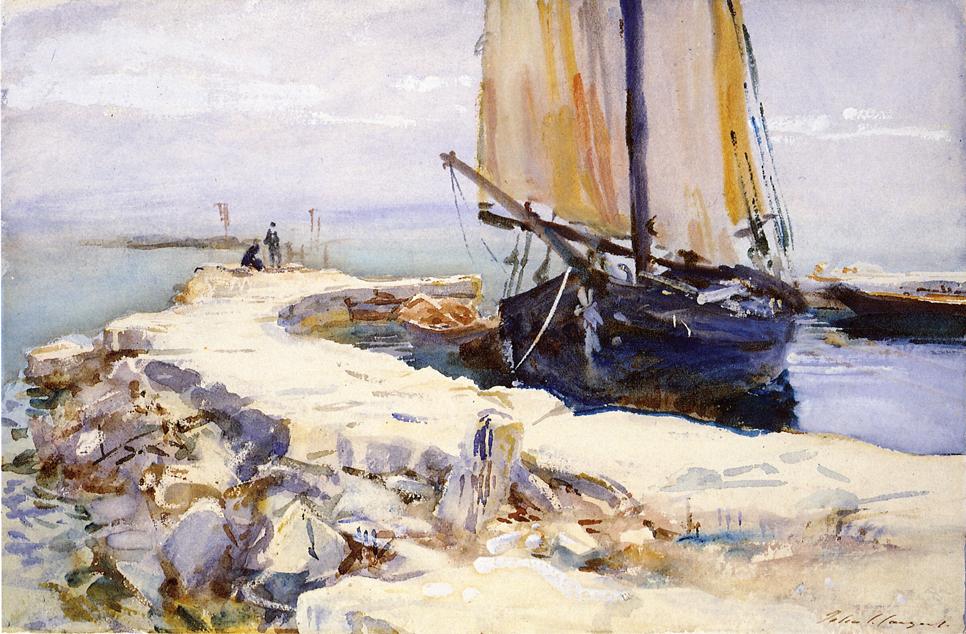 Above Lake Garda at San Vigilio, vintage artwork by John Singer Sargent, 12x8" (A4) Poster