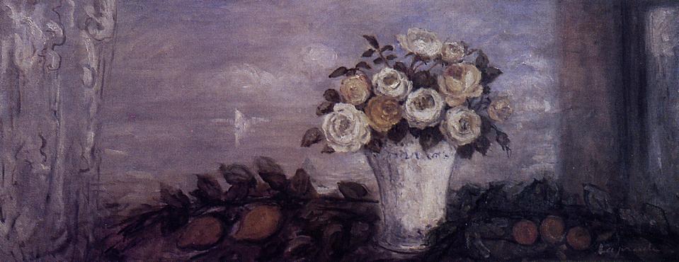 Bouquet at the Window, vintage artwork by Pierre Laprade, 12x8" (A4) Poster