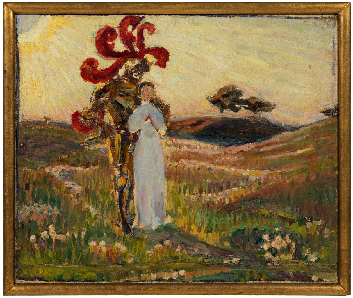Sketch for The Knight and the Maid, vintage artwork by Richard Bergh, 12x8" (A4) Poster