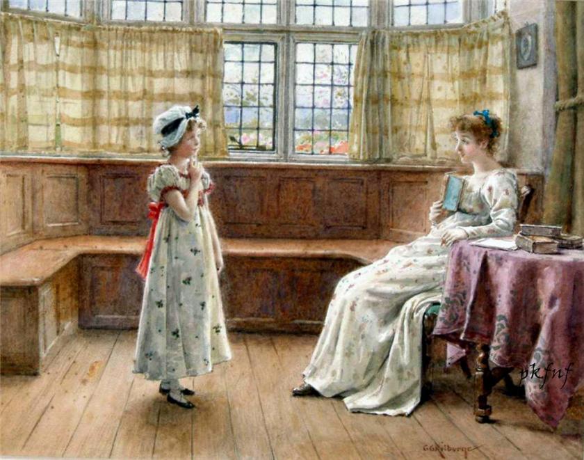 A Difficult Question, vintage artwork by George Goodwin Kilburne, 12x8" (A4) Poster