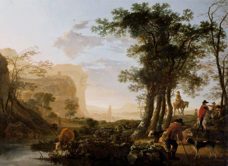 Landscape in the Rhine Valley, vintage artwork by Aelbert Cuyp, 12x8" (A4) Poster