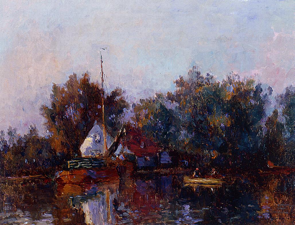 Canal in Holland near Rotterdam, vintage artwork by Albert Lebourg, 12x8" (A4) Poster