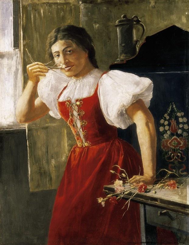 Girl in Red with Flowers by Jozsef Rippl-Ronai,A3(16x12")Poster