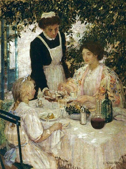 Dejeuner, vintage artwork by Emanuel Phillips Fox, 12x8" (A4) Poster