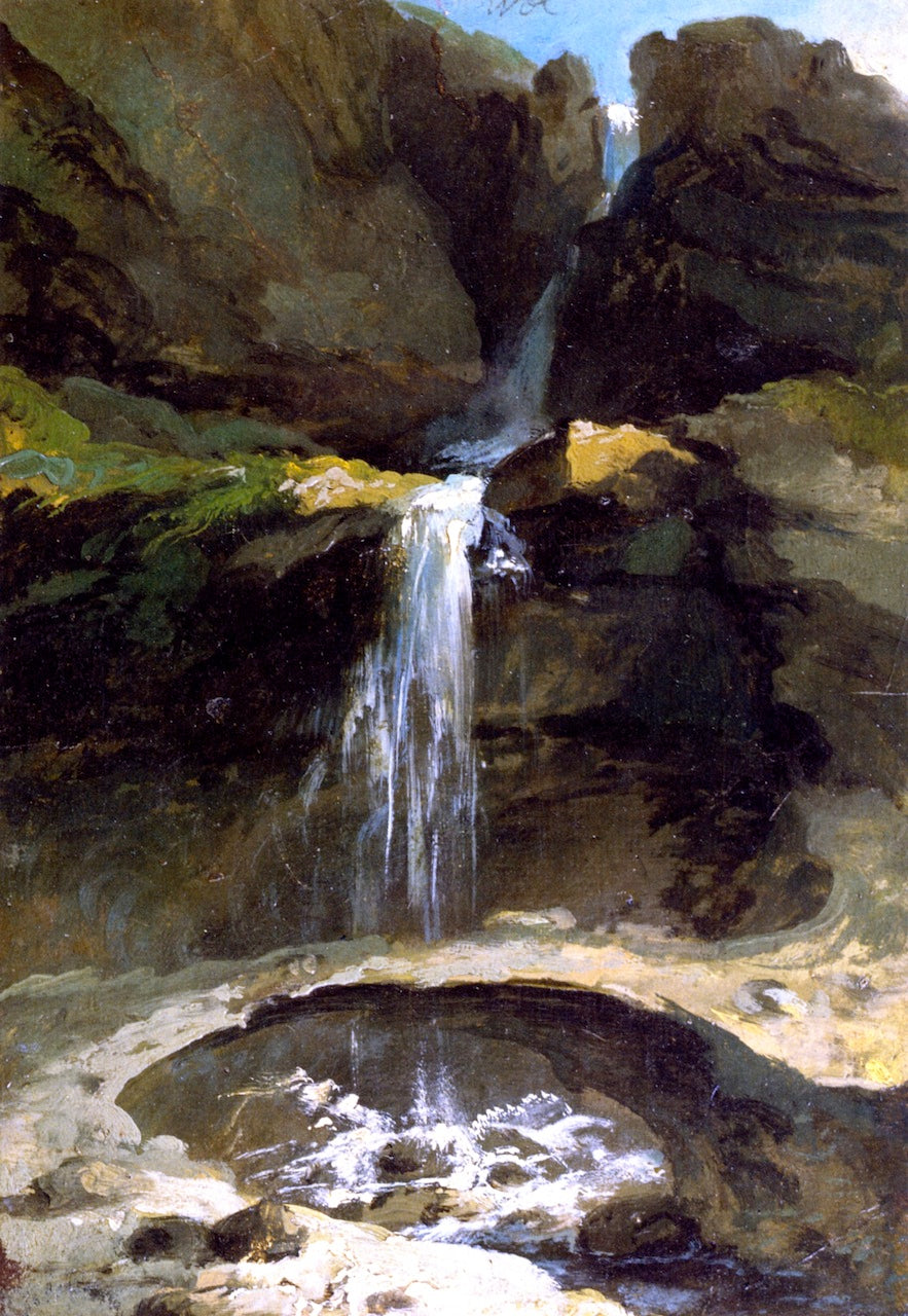 The Geltenbach Falls in the Lauenen Valley with an Ice Bridge, vintage artwork by Caspar Wolf, 12x8" (A4) Poster