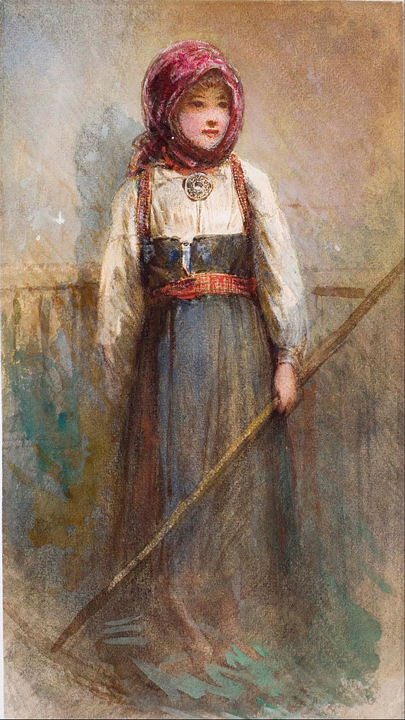 Norwegian girl, vintage artwork by Egron Sillif Lundgren, A3 (16x12") Poster Print
