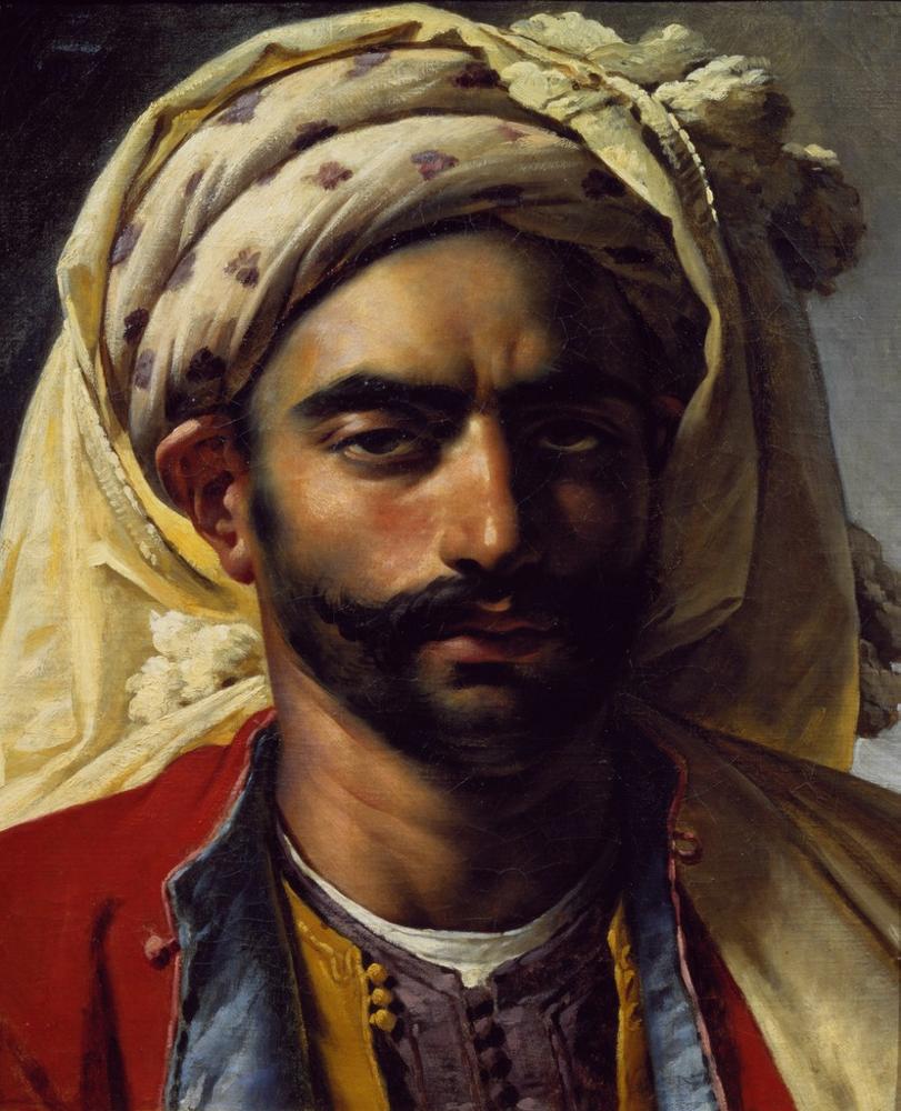 Portrait de Mustapha, vintage artwork by Anne-Louis Girodet de Roussy-Trioson, 12x8" (A4) Poster