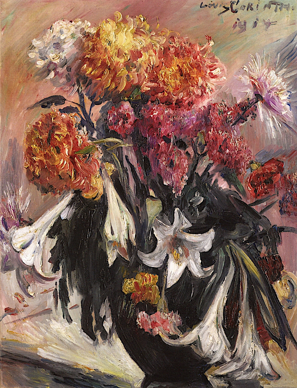 Chrysanthemums and Lilies by Lovis Corinth,A3(16x12")Poster
