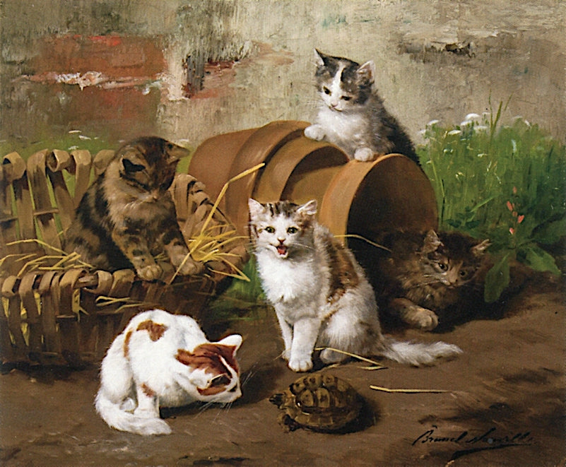 ttens in the Garden with Turtle by Alfred Brunel de Neuville,A3(16x12")Poster