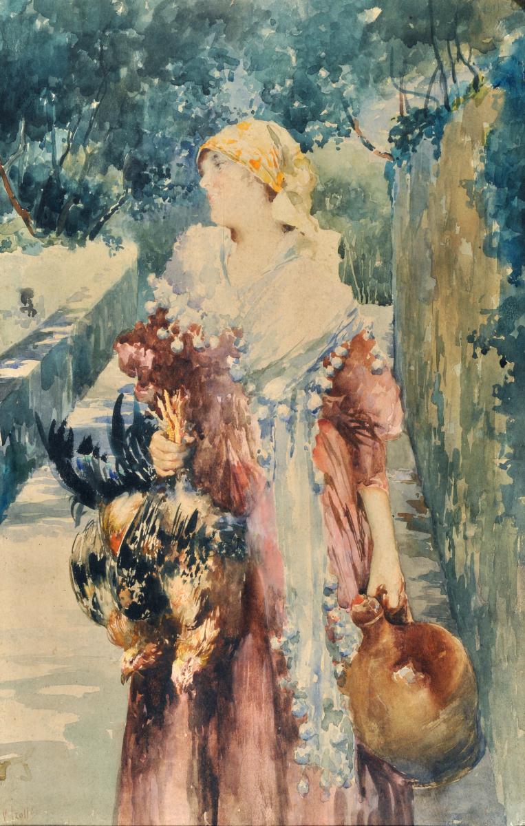 Contadinella, vintage artwork by Vincenzo Irolli, 12x8" (A4) Poster